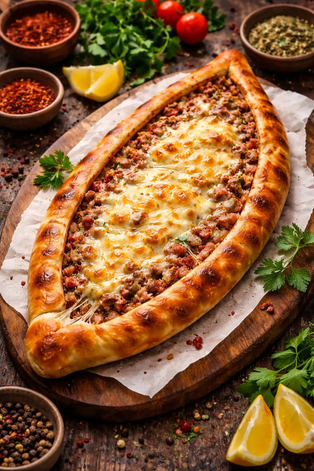 Kıymalı Kaşarlı Pide